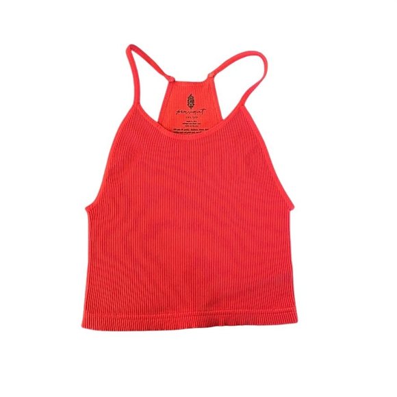NEW FREE PEOPLE FP MOVEMENT SUMMER CHERRY RED HAPPINESS RUNS CROP TANK NWOT SZ:X - Picture 2 of 6